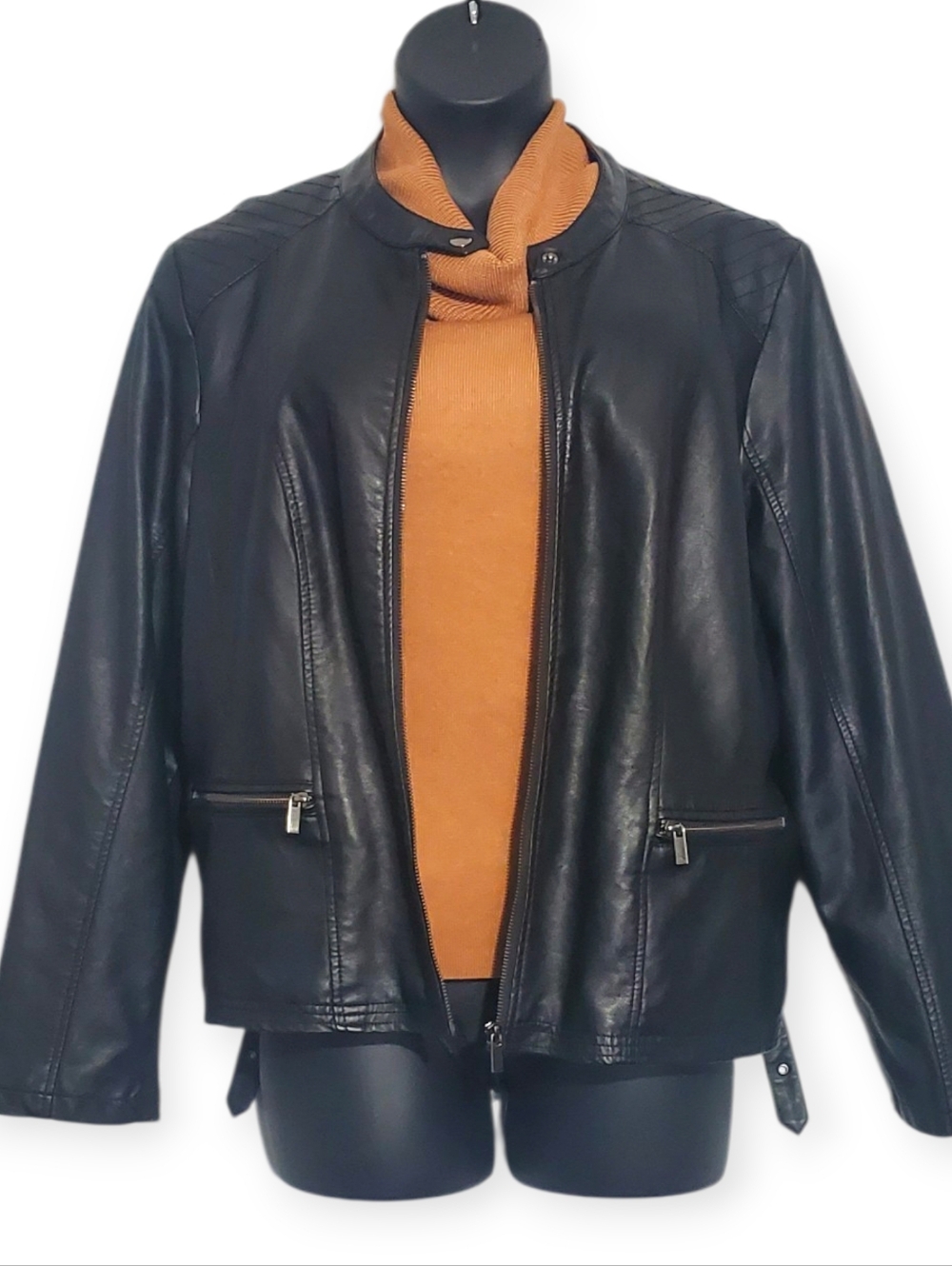 Black Leather Bomber Jacket - Classic Women’s Outerwear